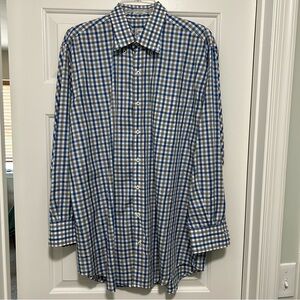 Peter Millar - Large - long sleeve sport shirt blue/gray plaid